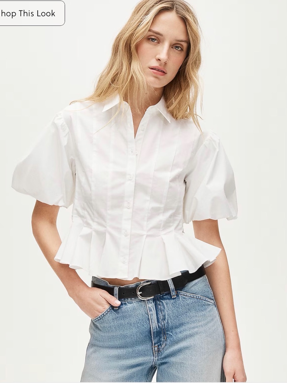 J CREW Puff-sleeve button-up shirt CT093 $128